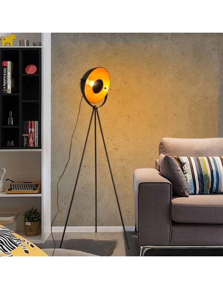 Abruzzo Lampa podłogowa stojąca złoto czarna Kopuła 155cm E27 Versali ABR-LPV-C