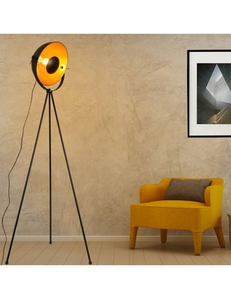 Abruzzo Lampa podłogowa stojąca złoto czarna Kopuła 155cm E27 Versali ABR-LPV-C