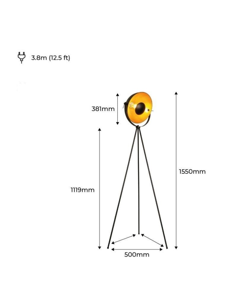 Floor lamps - Abruzzo Floor lamp standing gold black Dome 155cm E27 Versali ABR-LPV-C - product kolory-swiatla.pl 6