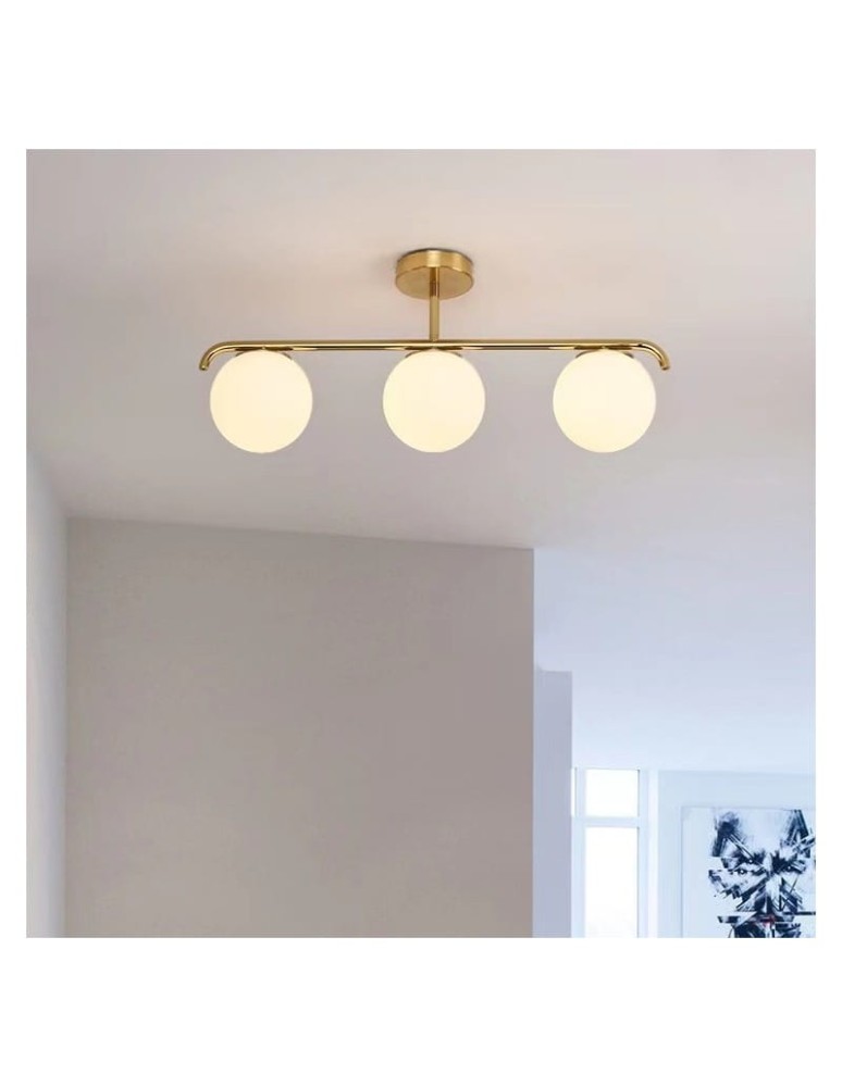 Abruzzo Lampa Sufitowa Milano mleczne kule 3xE27 Klinto ABR-LW3XE27M