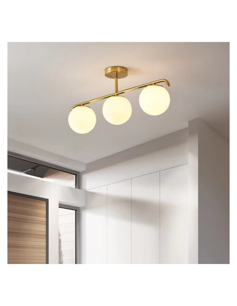 Abruzzo Lampa Sufitowa Milano mleczne kule 3xE27 Klinto ABR-LW3XE27M