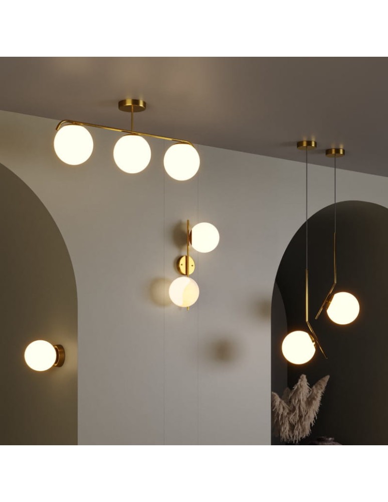 Abruzzo Lampa Sufitowa Milano mleczne kule 3xE27 Klinto ABR-LW3XE27M