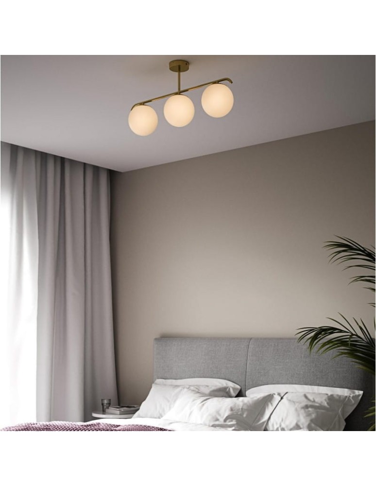 Abruzzo Lampa Sufitowa Milano mleczne kule 3xE27 Klinto ABR-LW3XE27M