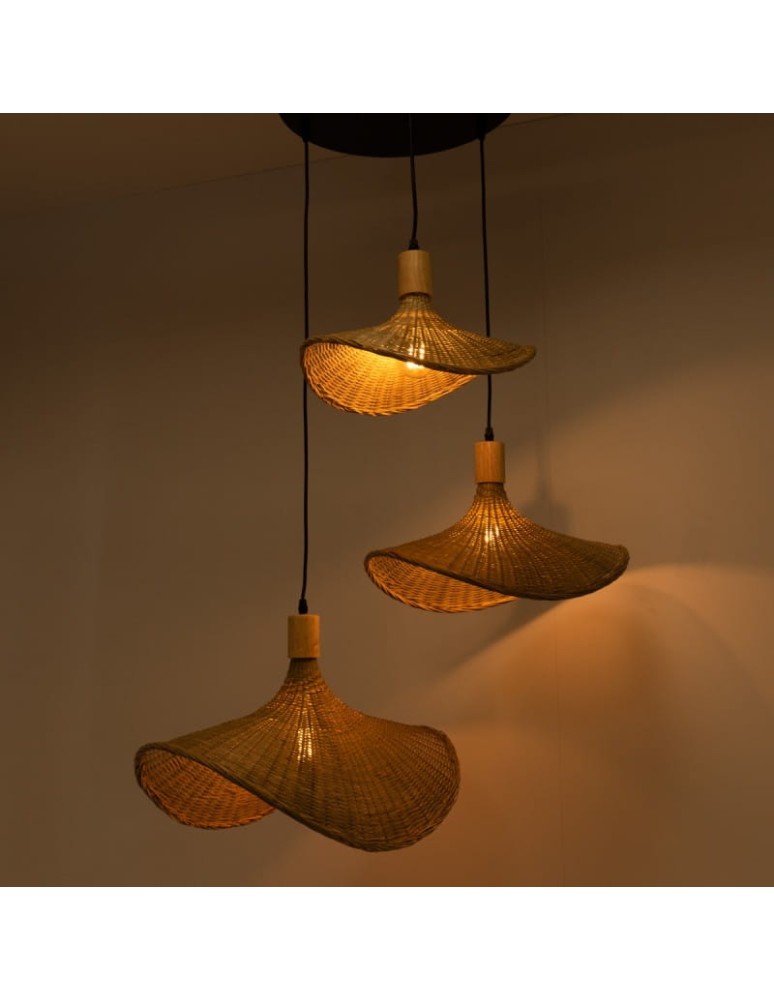 Boho pendant lamps - Abruzzo Boho Pendant Lamp 3 Bamboo Hat Isabella 40cm E27 ABR-LWS-BH40-3XE27 - product kolory-swiatla.pl 2