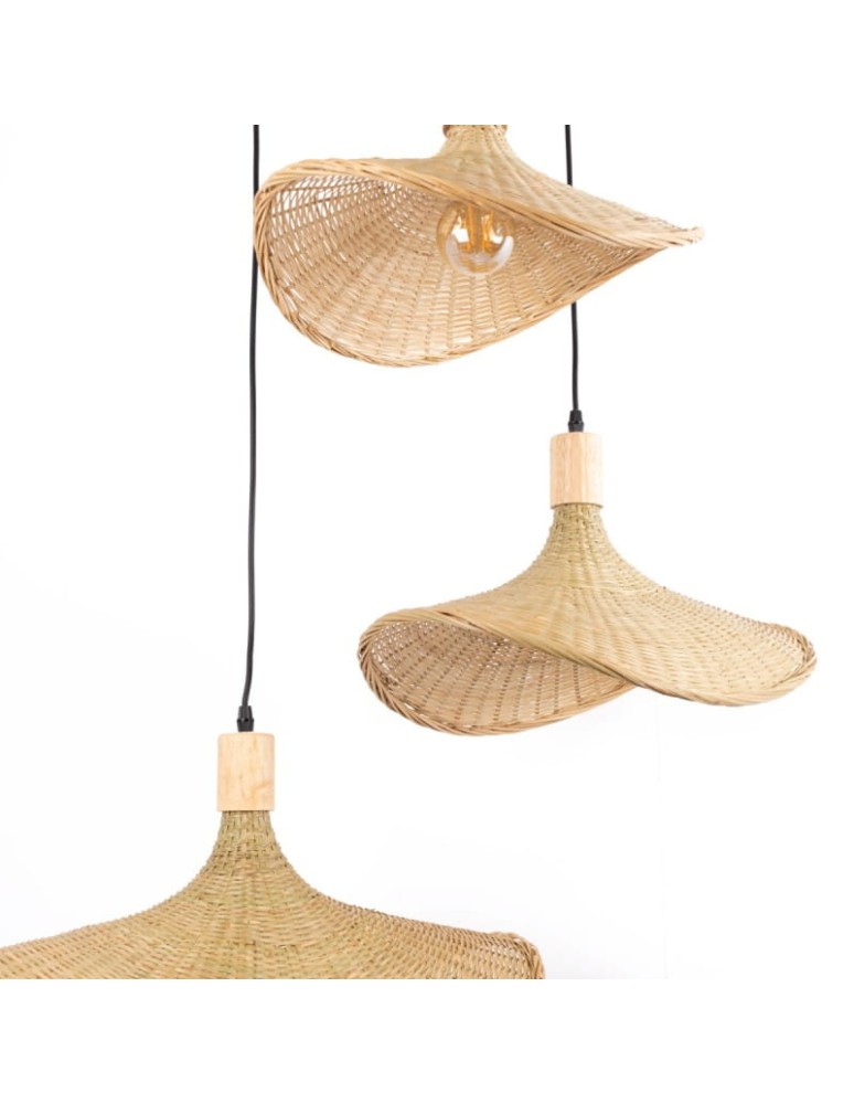 Abruzzo Lampa Wisząca Boho 3 Kapeluse z Bambusa Isabella 40cm E27 ABR-LWS-BH40-3XE27