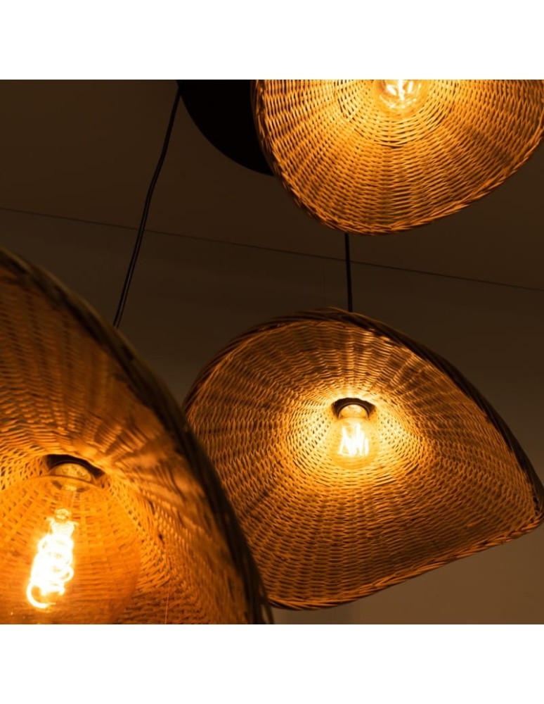 Boho pendant lamps - Abruzzo Boho Pendant Lamp 3 Bamboo Hat Isabella 40cm E27 ABR-LWS-BH40-3XE27 - product kolory-swiatla.pl 4