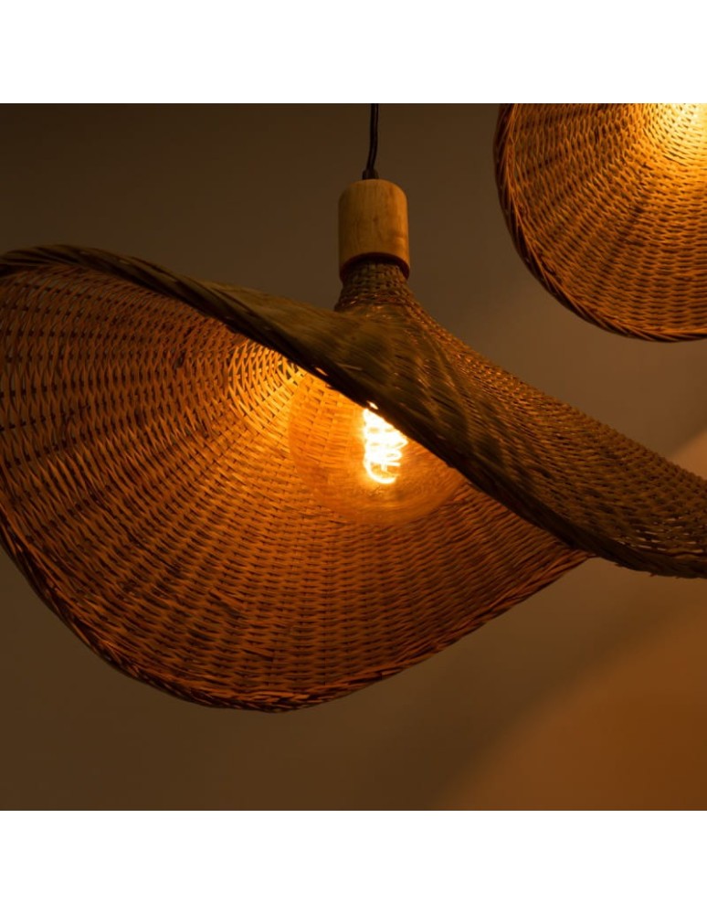 Boho pendant lamps - Abruzzo Boho Pendant Lamp 3 Bamboo Hat Isabella 40cm E27 ABR-LWS-BH40-3XE27 - product kolory-swiatla.pl 5