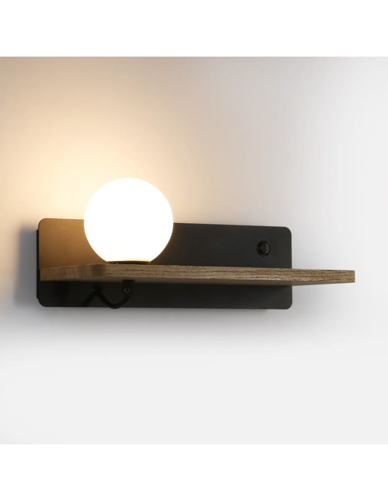 Abruzzo Lampka Nocna Kinkiet USB ze szkalną kulą G9 Bardi ABR-KUSBK