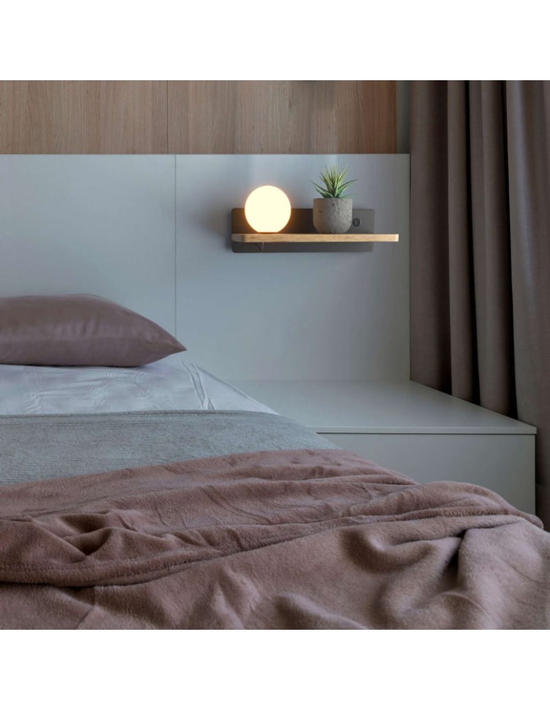 Abruzzo Lampka Nocna Kinkiet USB ze szkalną kulą G9 Bardi ABR-KUSBK