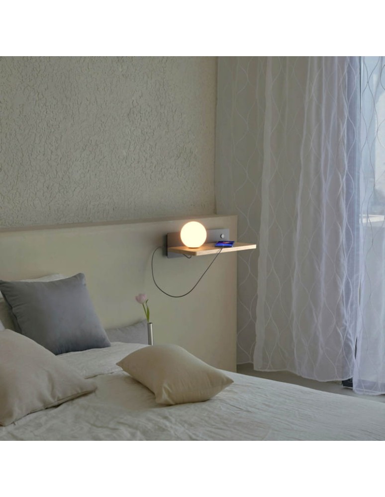 Wall lamps - Abruzzo Night Lamp USB wall lamp with glass ball G9 Bardi ABR-KUSBK - product kolory-swiatla.pl 10