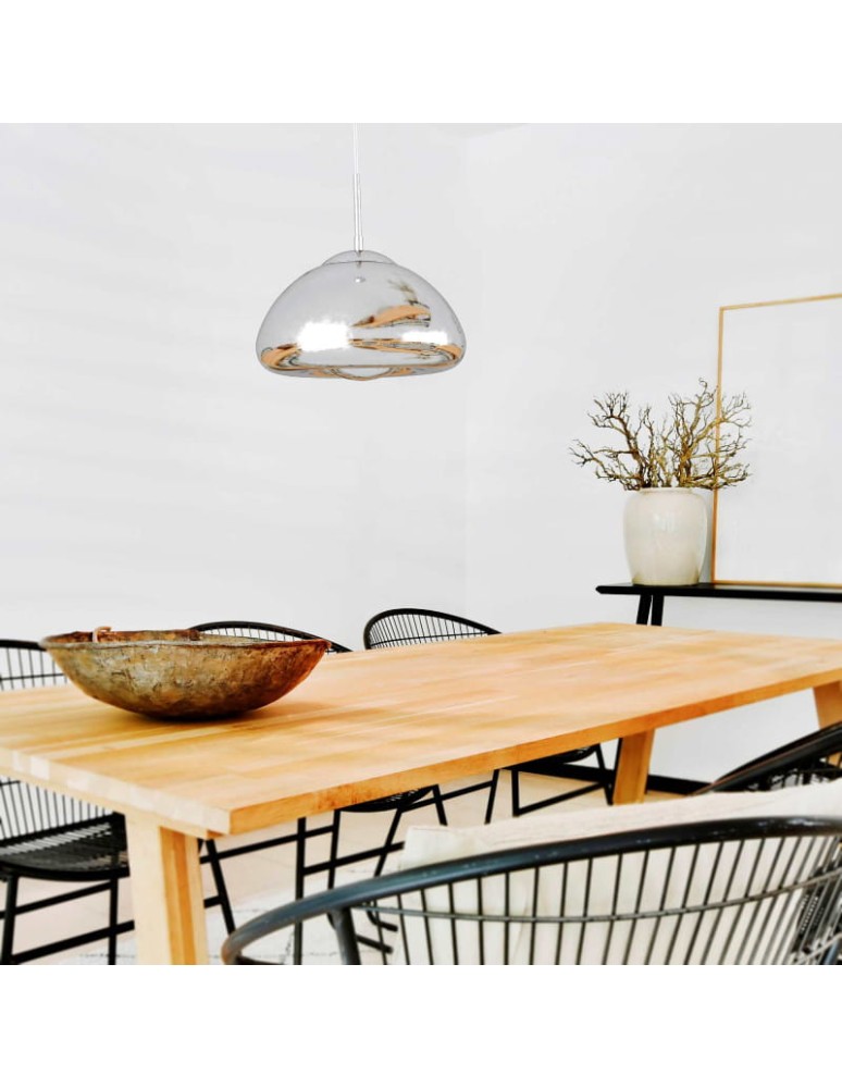 Pendant lamps - Abruzzo Glass Pendant Lamp E27 Silver Zonda ABR-LSW-G - product kolory-swiatla.pl 5