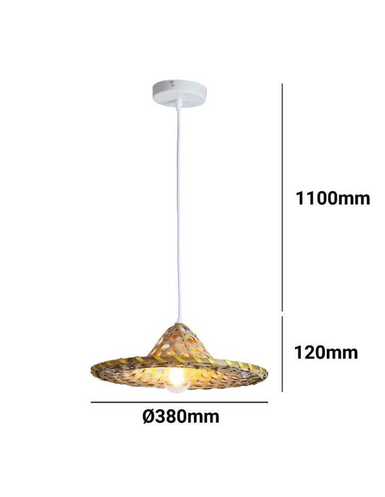 Abruzzo Lampa Wiszaca Kapelusz z Bambusa Brazil ABR-LWBRA