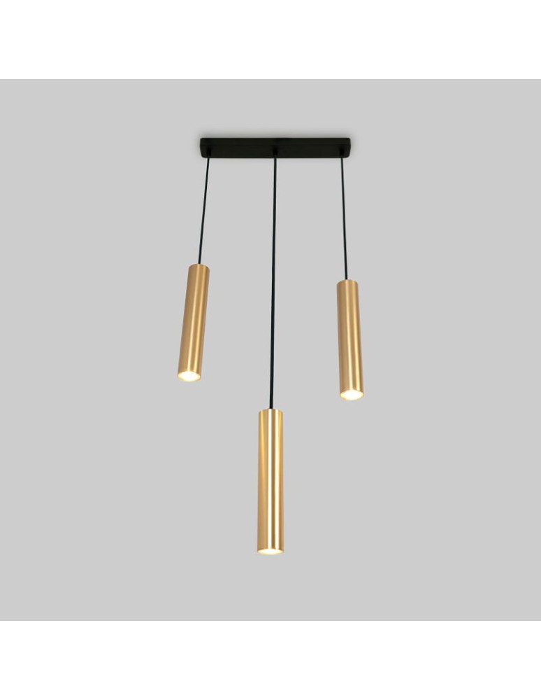 Abruzzo Lampa Wiszaca trzy złote tuby GU10 Trotti ABR-ZLW3T-Z