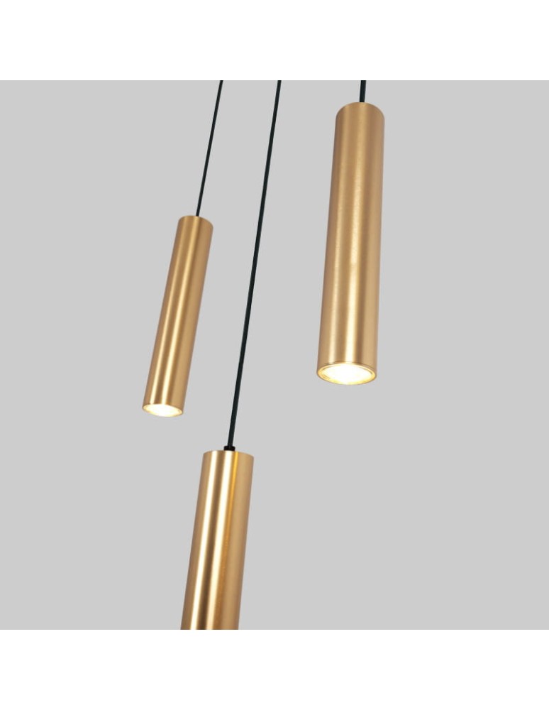 Abruzzo Lampa Wiszaca trzy złote tuby GU10 Trotti ABR-ZLW3T-Z