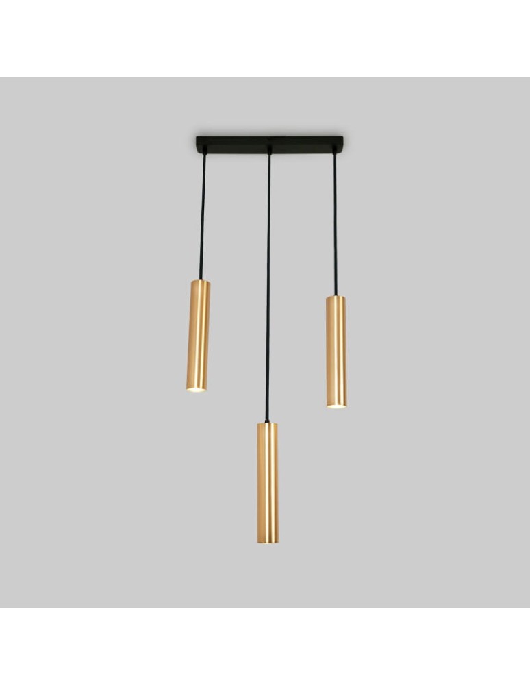 Abruzzo Lampa Wiszaca trzy złote tuby GU10 Trotti ABR-ZLW3T-Z