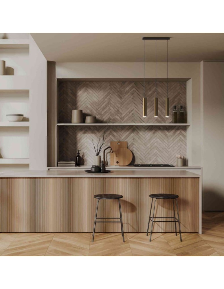 Abruzzo Lampa Wiszaca trzy złote tuby GU10 Trotti ABR-ZLW3T-Z