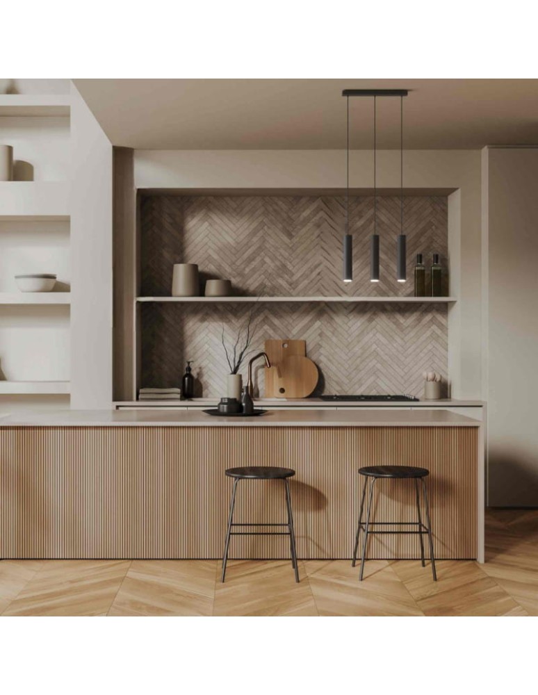 Abruzzo Lampa Wiszaca trzy czarne tuby GU10 Trotti ABR-ZLW3T-C