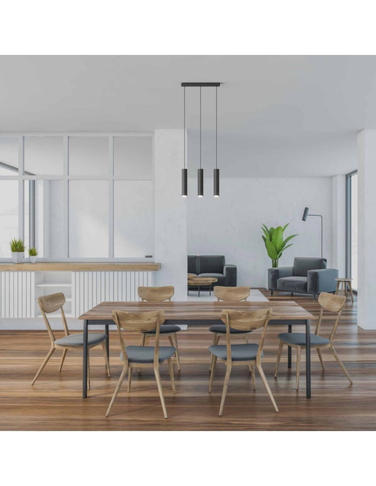 Abruzzo Lampa Wiszaca trzy czarne tuby GU10 Trotti ABR-ZLW3T-C