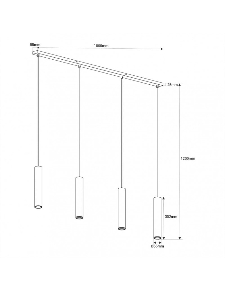 Abruzzo Lampa Wiszaca cztery złote tuby GU10 Trotti ABR-ZLW4T-Z