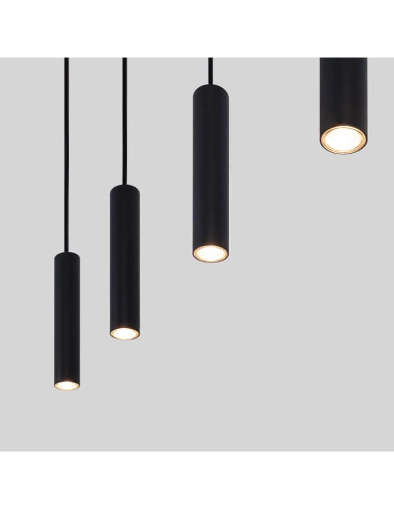 Abruzzo Lampa Wiszaca cztery czarne tuby GU10 Trotti ABR-ZLW4T-C