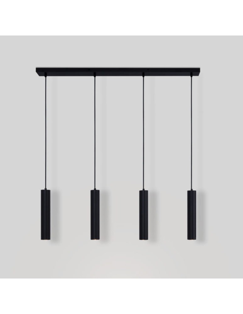 Abruzzo Lampa Wiszaca cztery czarne tuby GU10 Trotti ABR-ZLW4T-C