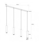 Abruzzo Lampa Wiszaca cztery czarne tuby GU10 Trotti ABR-ZLW4T-C