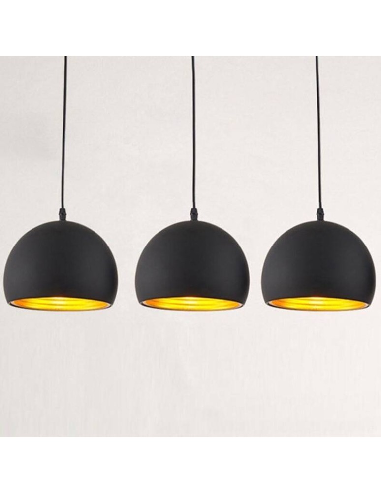 Abruzzo Lampa Wisząca Czarno Złota Kopuła E27 25cm Geo ABR-LWGEO1