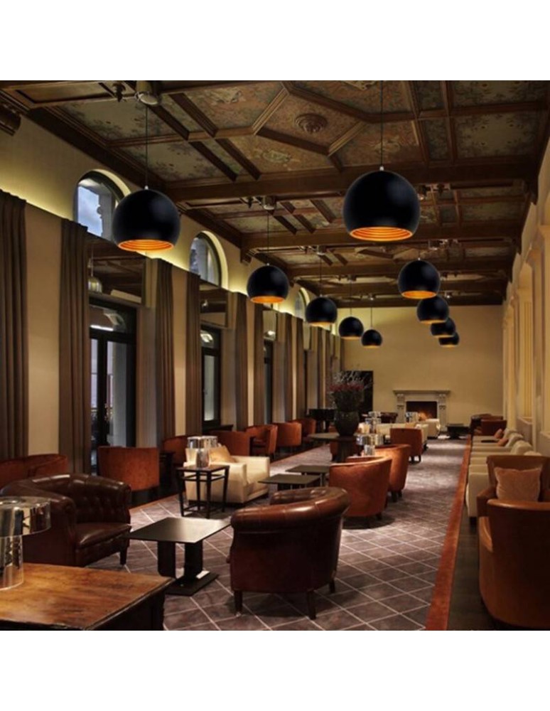 Abruzzo Lampa Wisząca Czarno Złota Kopuła E27 25cm Geo ABR-LWGEO1