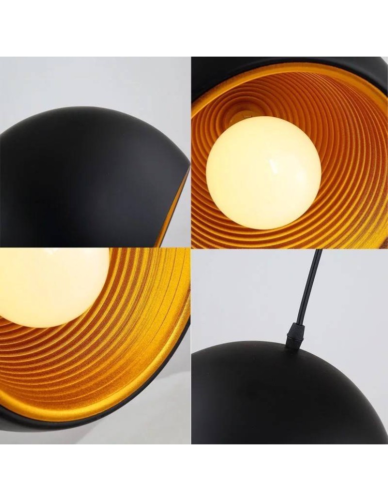 Pendant lamps - Abruzzo Black and Gold Dome Pendant Lamp E27 25cm Geo ABR-LWGEO1 - product kolory-swiatla.pl 6