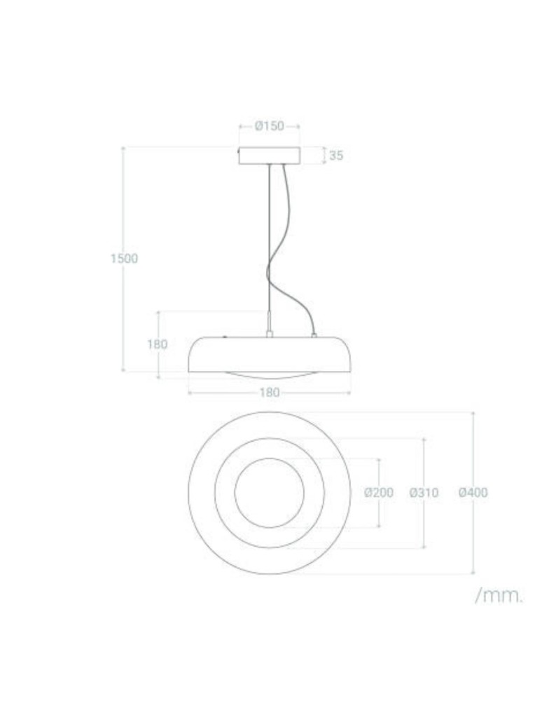 Abruzzo Lampa Wisząca Okrągła Czarna 20W Ø40cm Portafortuna ABR-LWPF20W-B