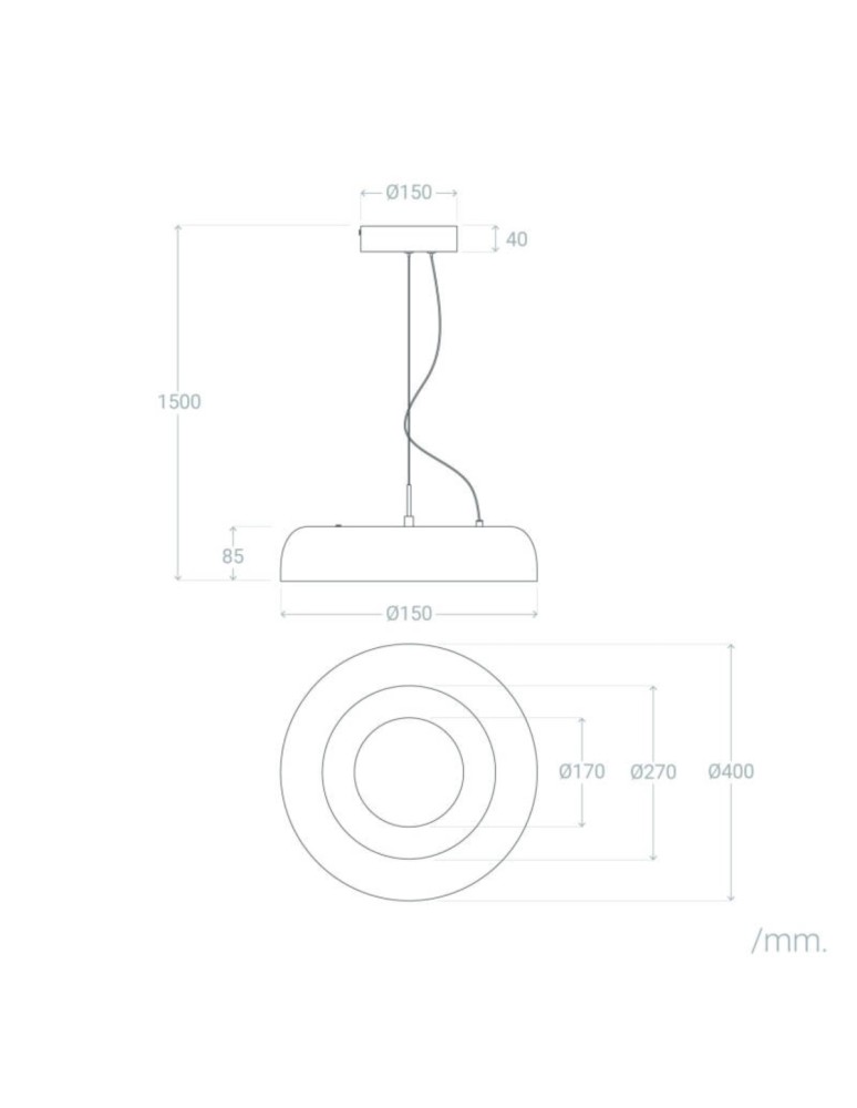 Abruzzo Lampa Wisząca Okrągła Biała 20W Ø40cm Portafortuna ABR-LWPF20W-W