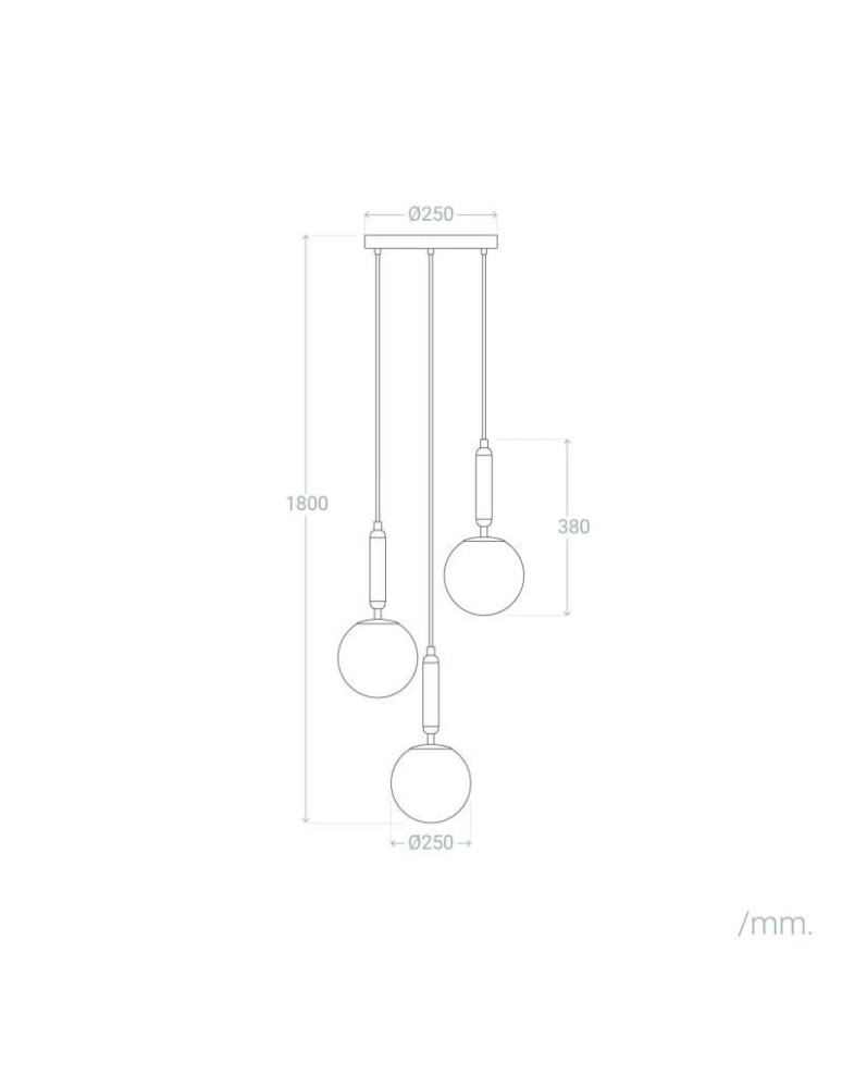 Abruzzo Lampa Wisząca Szklana Złota 3xE27 Palazzo ABR-LWPAL-3XE27