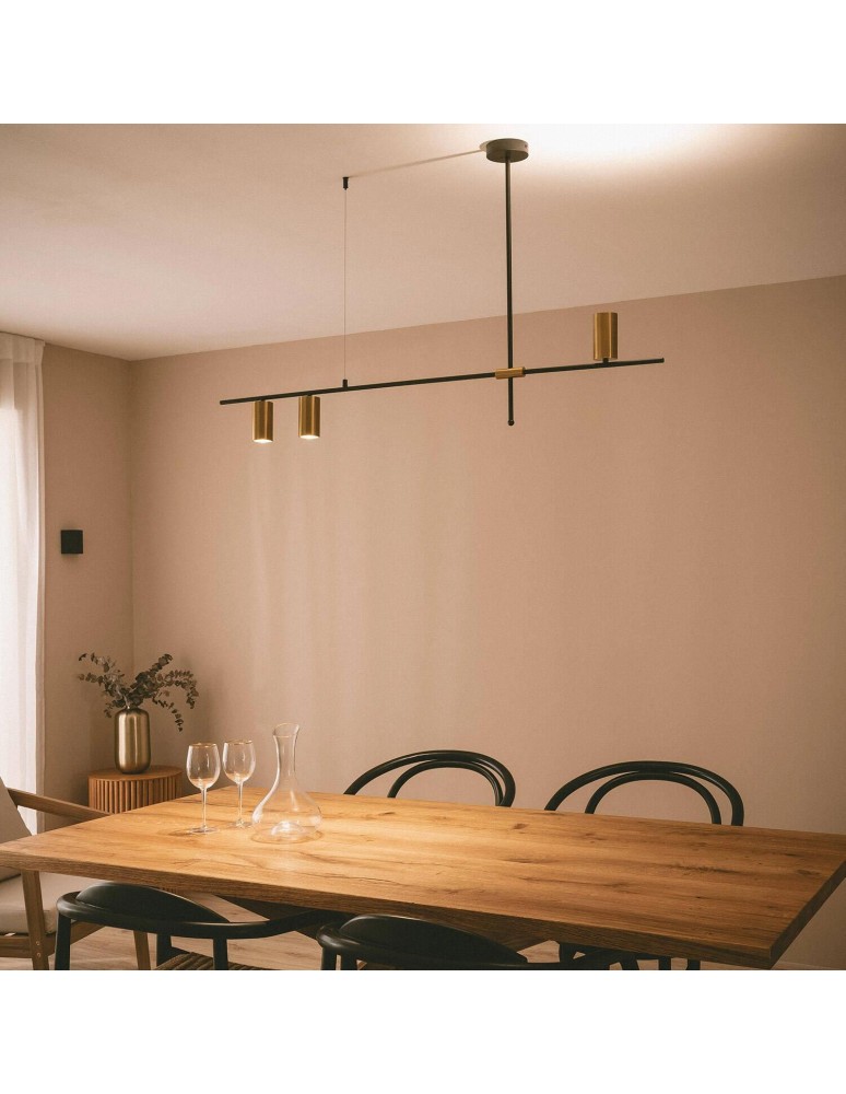 Abruzzo Lampa Wisząca Liniowa Nowoczesna Złota 120cm GU10 Cazzata ABR-LWL-CAZZ-Z