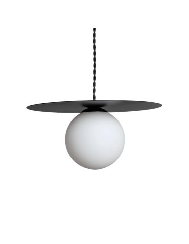 Abruzzo Lampa Wisząca Czarna Szklana E14 Ø40cm Rotonde ABR-LWO-RTO-E14