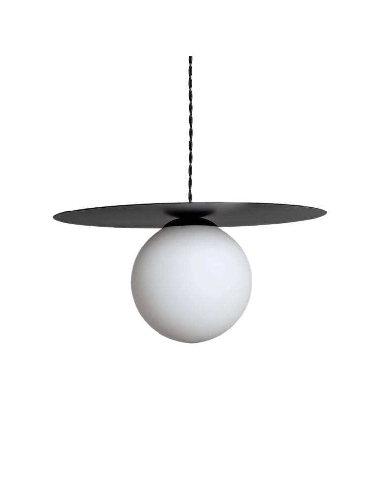 Abruzzo Lampa Wisząca Czarna Szklana E14 Ø40cm Rotonde ABR-LWO-RTO-E14