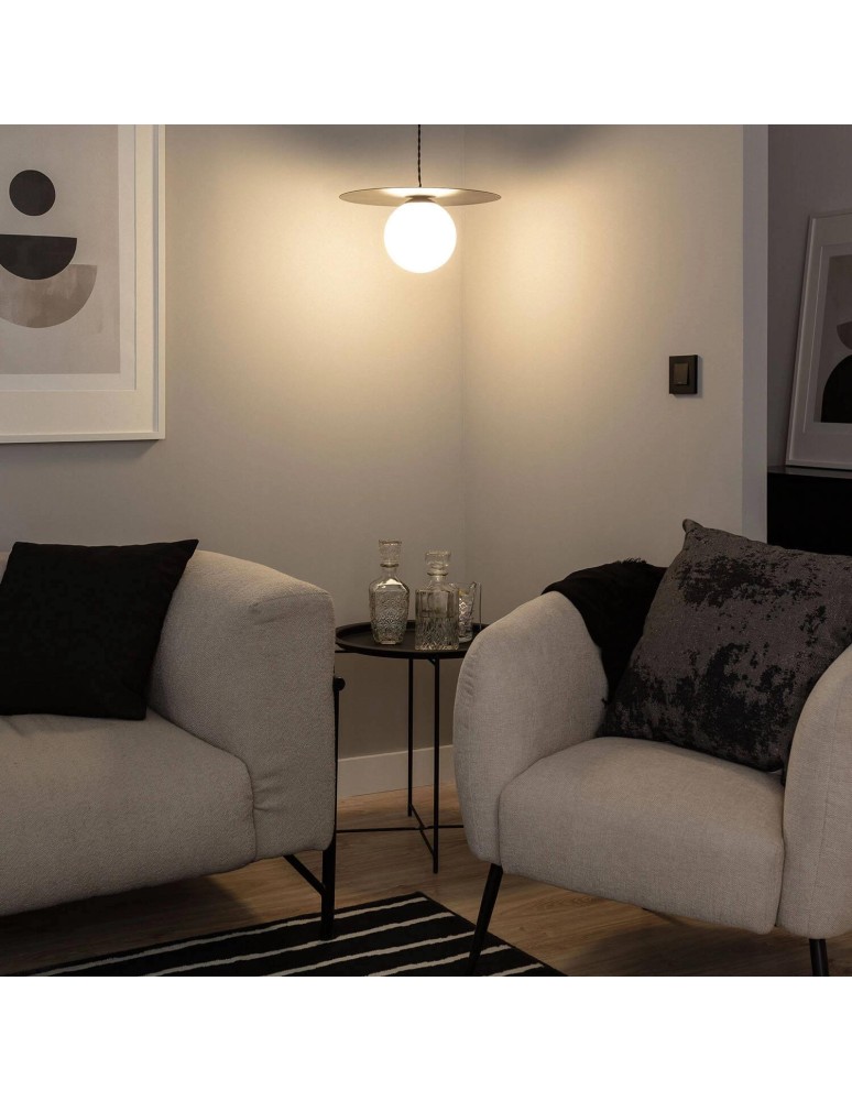 Abruzzo Lampa Wisząca Czarna Szklana E14 Ø40cm Rotonde ABR-LWO-RTO-E14