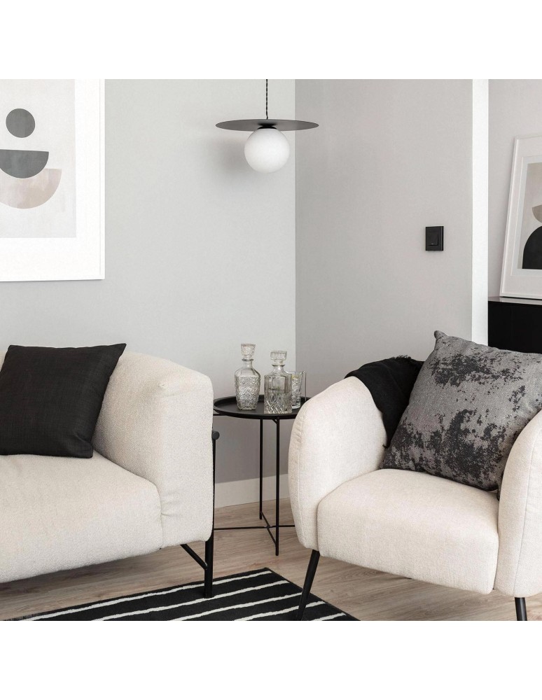 Abruzzo Lampa Wisząca Czarna Szklana E14 Ø40cm Rotonde ABR-LWO-RTO-E14