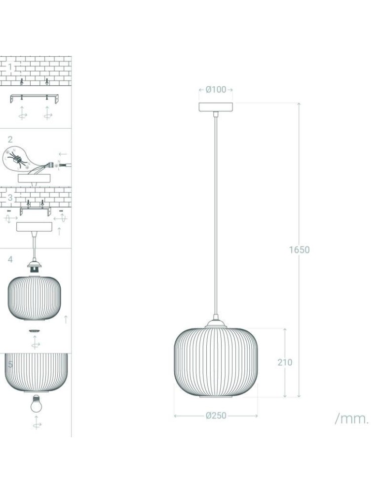 Abruzzo Lampa Wisząca Niebieska E27 Ø25cm Mandi ABR-LWK-MAD