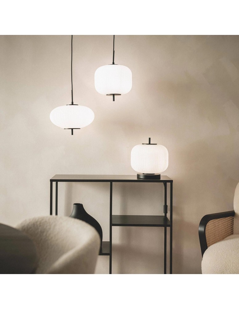 Abruzzo Lampa Wisząca Szklana Czarna Ø30cm E27 Culaccino ABR-LWS-CUC-C