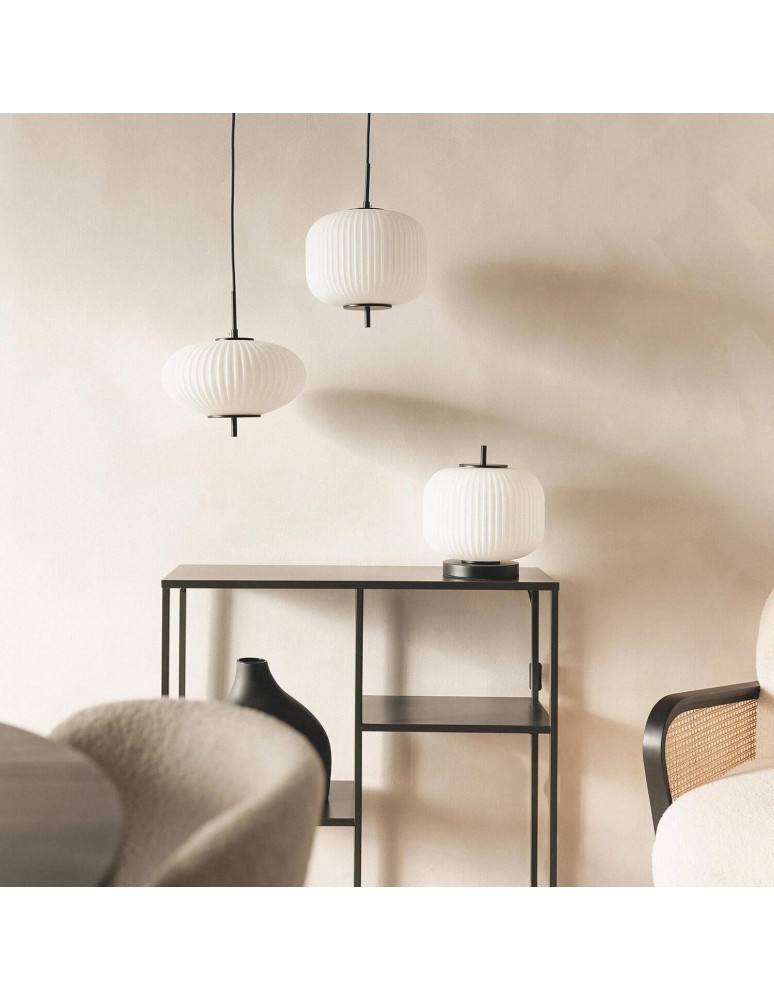 Abruzzo Lampa Wisząca Szklana Czarna Ø30cm E27 Culaccino ABR-LWS-CUC-C