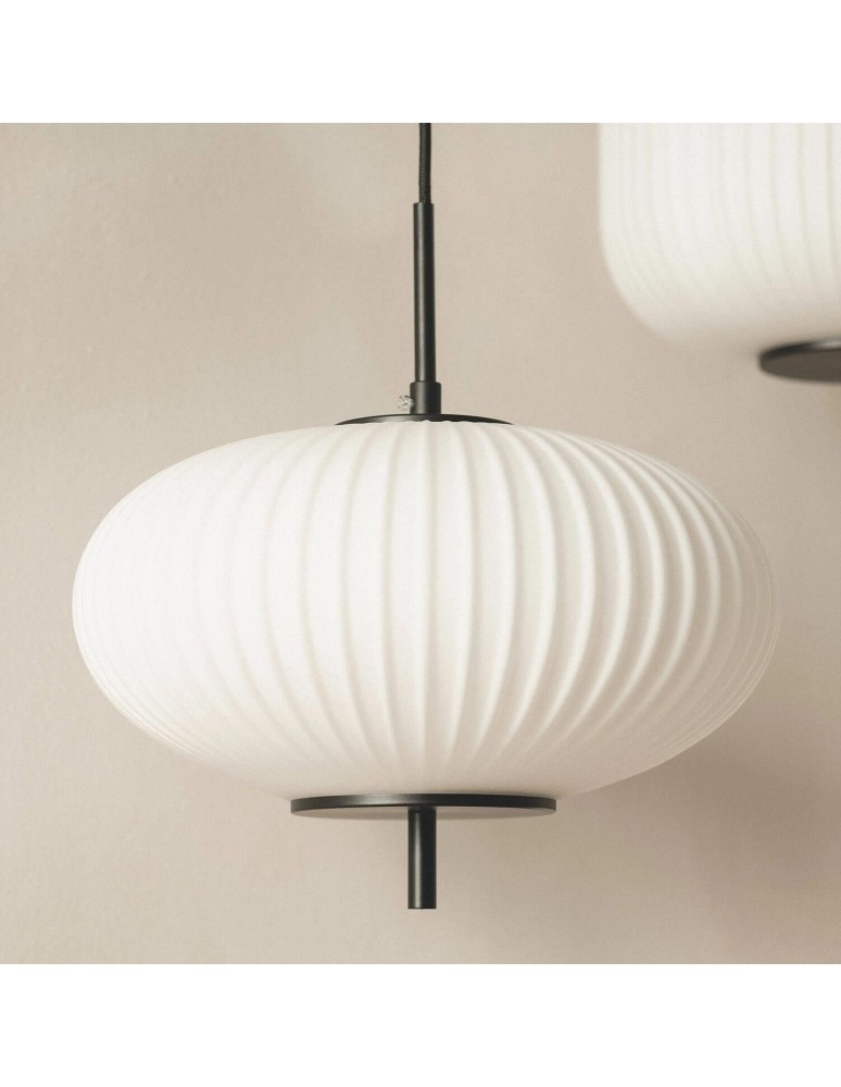 Abruzzo Lampa Wisząca Szklana Czarna Ø30cm E27 Culaccino ABR-LWS-CUC-C