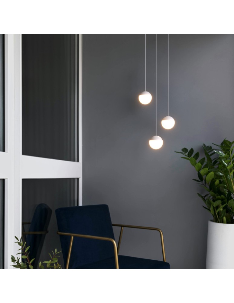 Abruzzo Lampa Wisząca Metalowa Biała 9W 2700K Mica ABR-LW-MIC-B