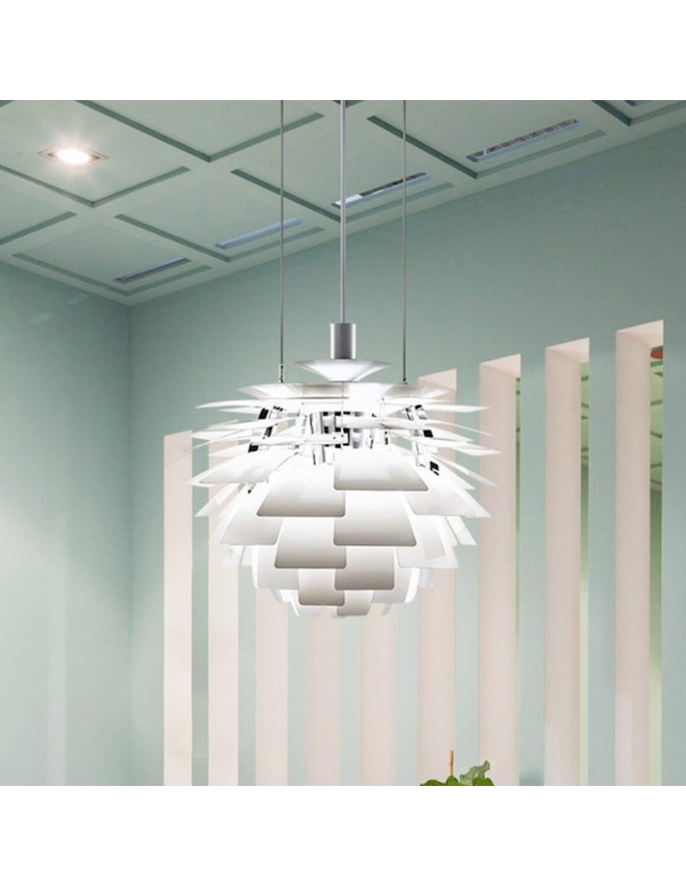 Abruzzo Lampa Wisząca Biała Ø72cm E27 Prospettiva ABR-LW-PRO-70-B