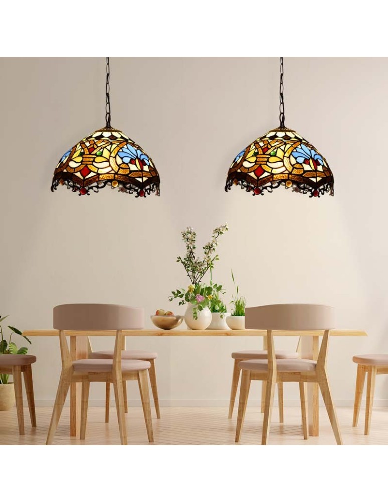 Abruzzo Lampa Wisząca Szklany Witraż E27 Capolavoro ABR-LW-CAPO3