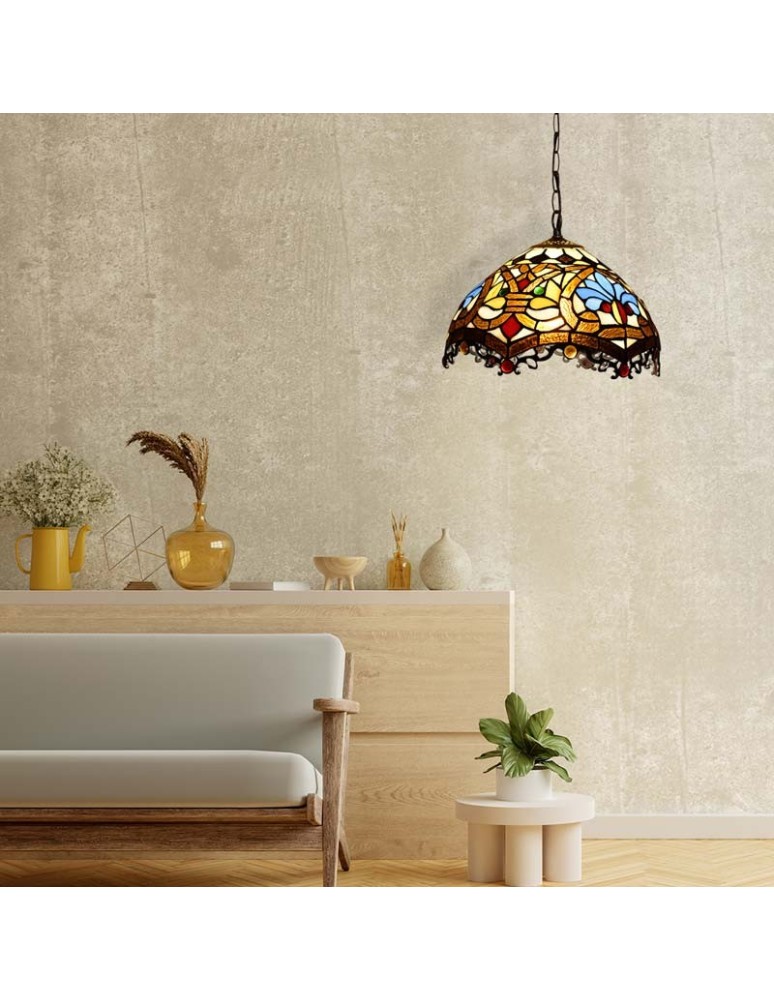 Abruzzo Lampa Wisząca Szklany Witraż E27 Capolavoro ABR-LW-CAPO3