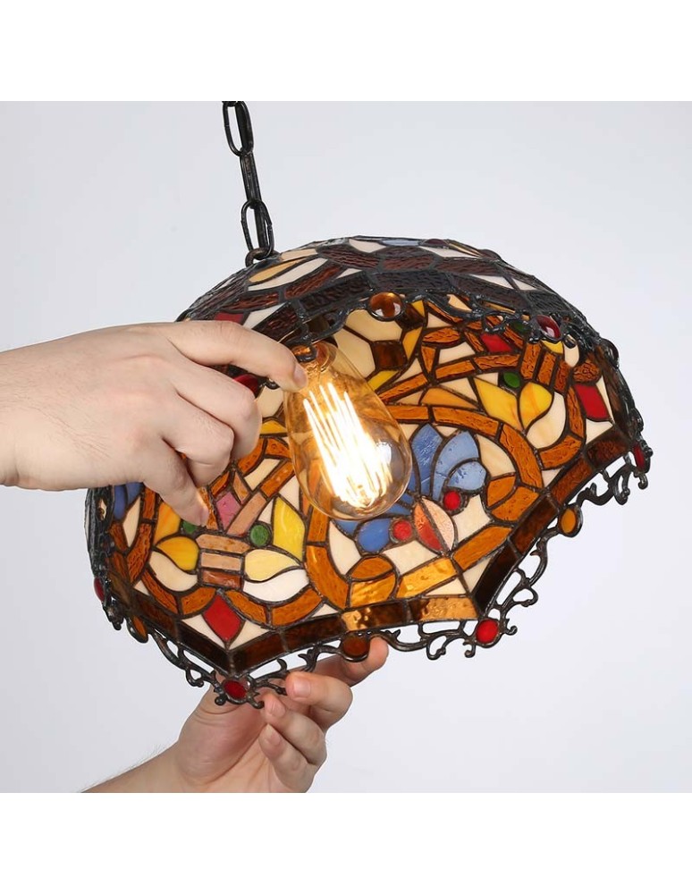 Pendant lamps - Abruzzo Glass Stained Glass Pendant Lamp E27 Capolavoro ABR-LW-CAPO3 - product kolory-swiatla.pl 7