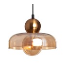 Pendant lamps - Abruzzo Metal and Amber Glass Pendant Lamp G9 Ø24cm Cartier ABR-LWS-BU-CAR - product 1