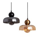 Pendant lamps - Abruzzo Metal and Amber Glass Pendant Lamp G9 Ø24cm Cartier ABR-LWS-BU-CAR - product 4