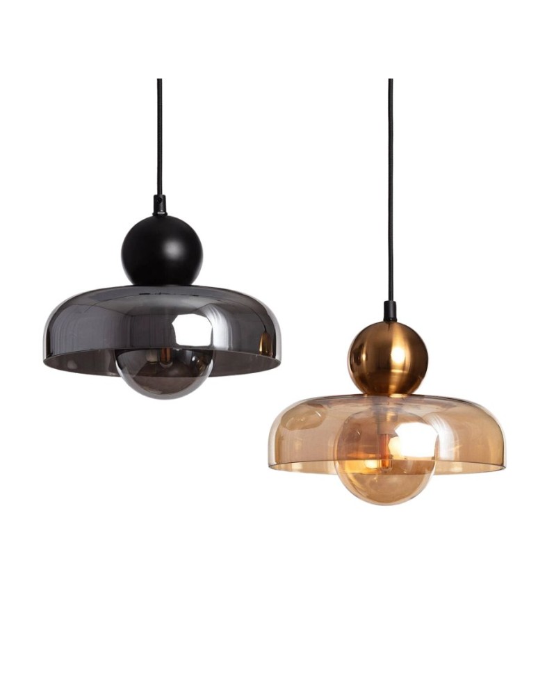 Abruzzo Lampa Wisząca metal i szkło bursztynowe G9 Ø24cm Cartier ABR-LWS-BU-CAR