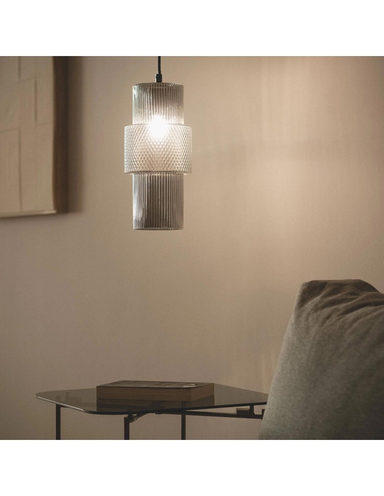 Abruzzo Lampa Wisząca nordycka szara ze szkła E27 Bella ABR-LWS-BELL-C